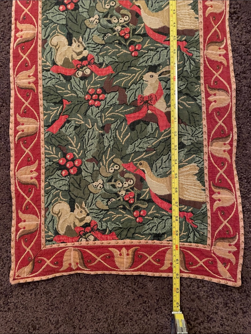 Tapestry Table Runner Renaissance Woven Art Wild Life Animals Holiday Theme - Picture 6 of 10